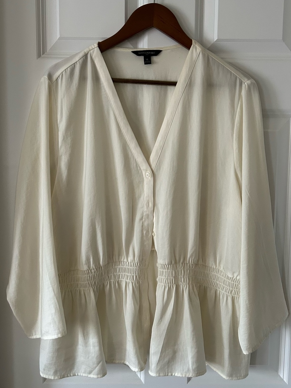 Banana Republic Cream V-Neck Peplum Blouse